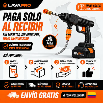 Hidrolavadora Inalámbrica de Alta Presión + 1 Batería Gratis 🎁 50% OFF